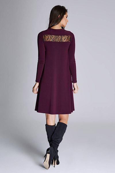 Laranor Rochie de damă, cu dantelă de prune, cu croiala lejeră 15L4589
