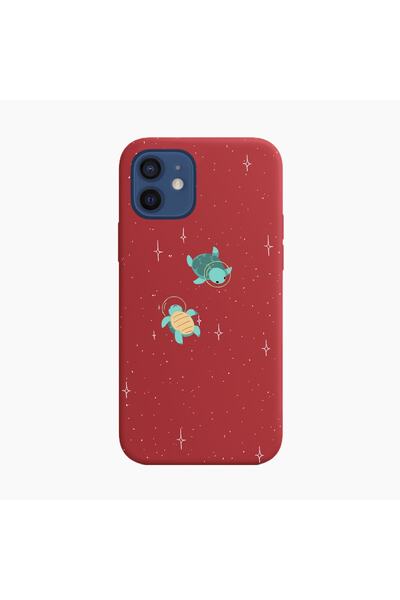 shoptocase Iphone 12 Lansman Uzaydaki Kaplumbağalar Desenli Telefon Kılıfı