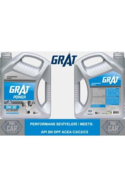 GRAT Power 0w30 Tam Sentetik Partikullu Motor Yağı 5lt Apı Sn Dpf Acea C3/c2/c5