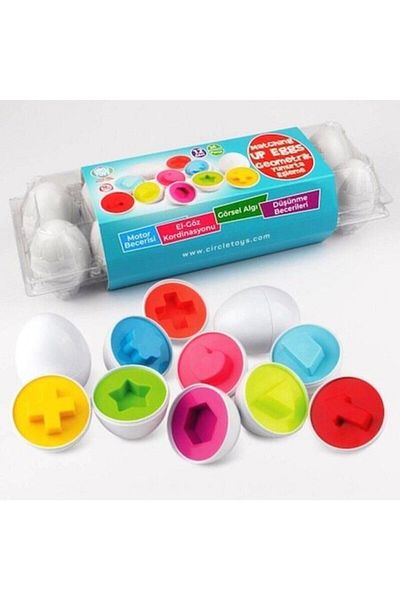 Circle Toys 12-Piece Geometric Egg Matching Game - Detection, Coordination and Thinking Development