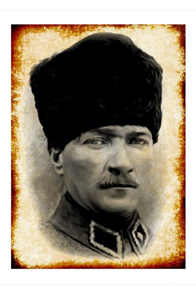 Cakatablo 35Cmx50Cm Wooden Painting Retro Mustafa Kemal Atatürk
