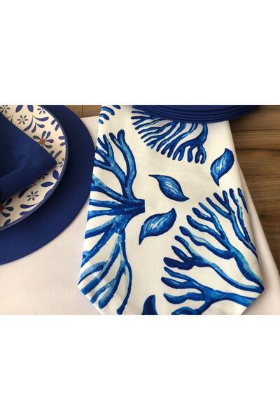 trendyuvamev tekstilürünleri Sofra Sunum Seti Tam Set Mavi Mercan