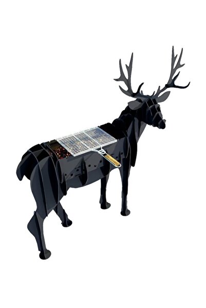 İlgi Trafik Mangal Kömürlü Barbekü Mangal Ayaklı Dekoratif Geyik Model Mangal