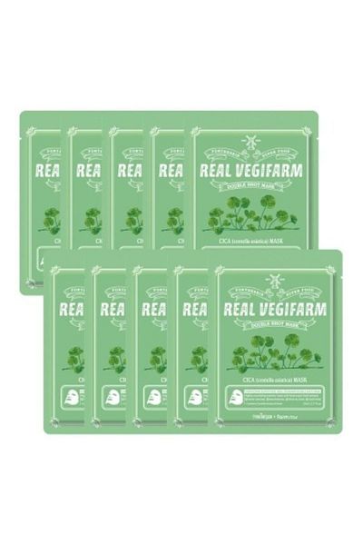 JEJUDO Fortheskin Real Vegifarm - 10 Pieces Cica Mask, Soothing, Repairing, Moisturizing