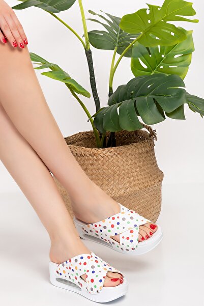 Nur Ortopedi Papuci ortopedici pentru femei Airmax Sabo cu model de buline colorate