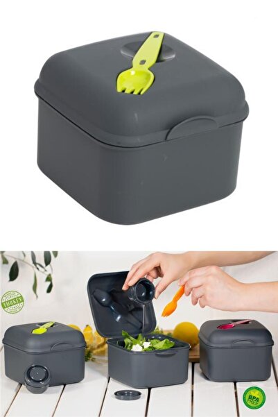 Flosoft Çatal Ve Sosluklu Salata Kabı, Diyet Vejetaryen Saklama Kabı