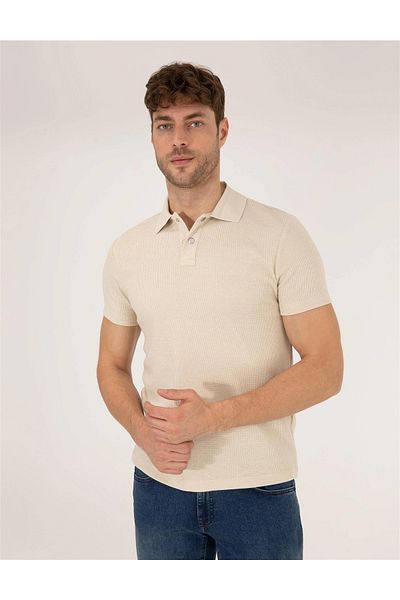 Pierre Cardin Μπεζ Slim Fit T-shirt - Κόψιμο
