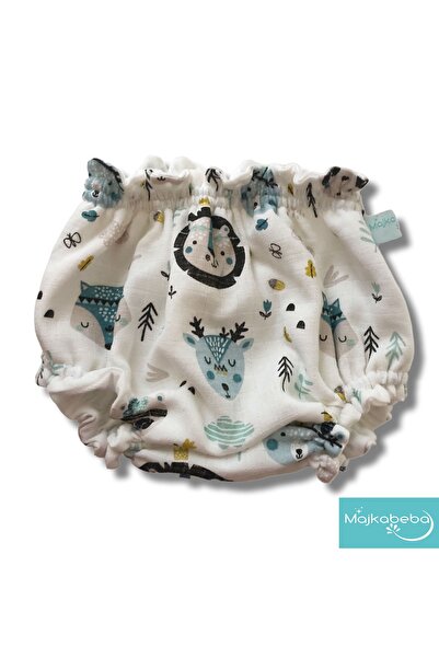 Majkabeba Hayvanlı Kabile Mavi Desenli Alezli (sıvı Geçirmez) Külot Bez Bıraktırma Alıştırma Külodu Mayo Şort