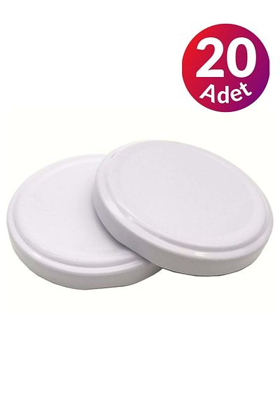 Jenisa 20 Pieces Canning Jar Lid Metal White Silicone Lid