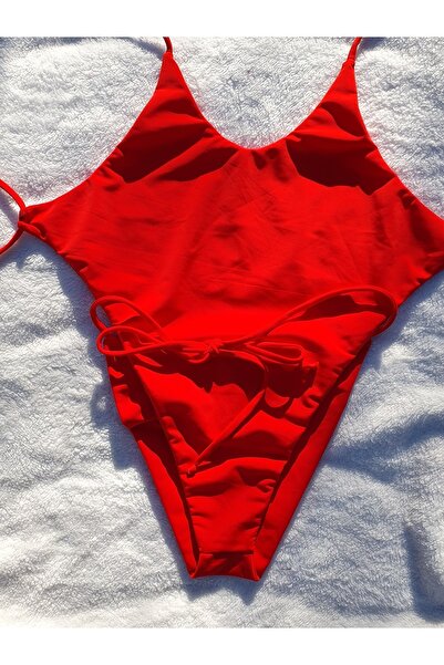 Meot Fransız Kesim Tek Parça Kırmızı Mayokini