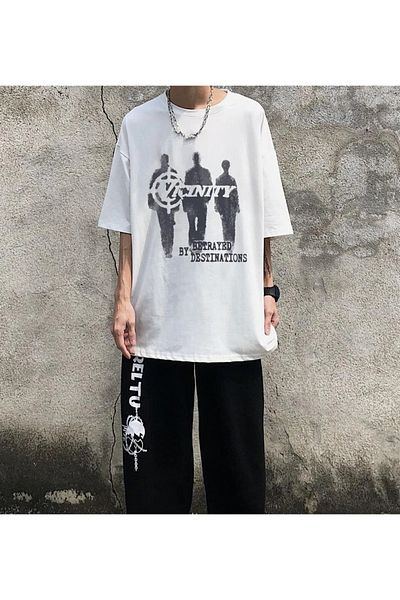Touz Λευκό μπλουζάκι Unisex Oversize με στάμπα
