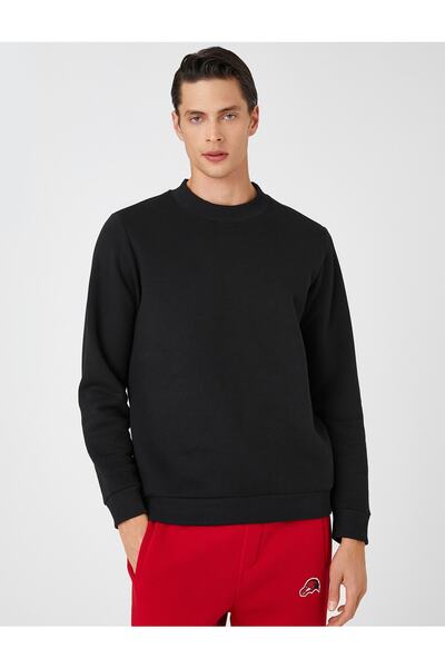 Koton Basic Sweatshirt Şardonlu Yarım Balıkçı Yaka Uzun Kollu
