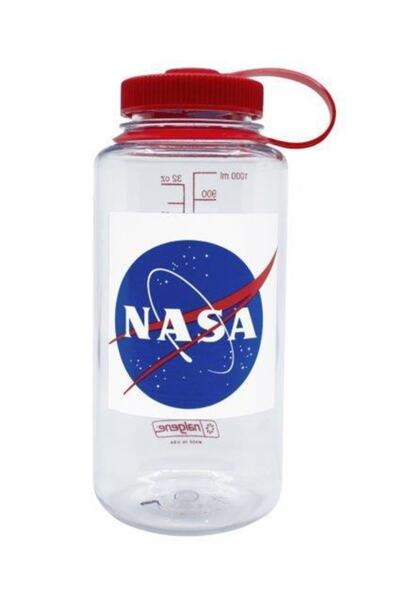 NALGENE 32oz Wm Clr / Rd Cap Nasa Globe Limited Edition Tritan Drinker