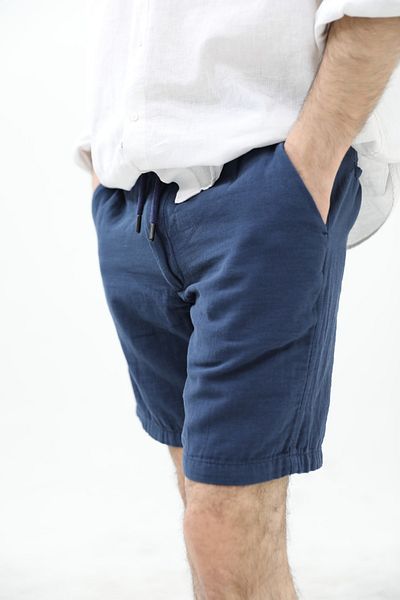 COOL TARZ Ανδρικό λινό σορτς Navy Blue Musli με κορδόνια