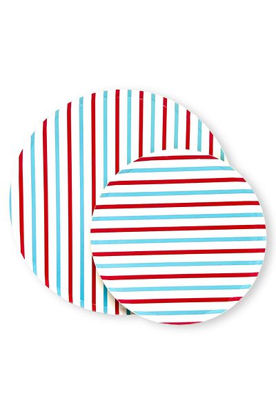 Mare Karnaval Blue-red Striped Cardboard Party Plate 8 Pieces-23cm