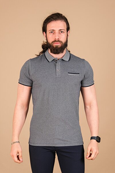 Çukurova تي شيرت رجالي من أكسفورد بيكيه فلاتو بجيب وياقة مفصلة