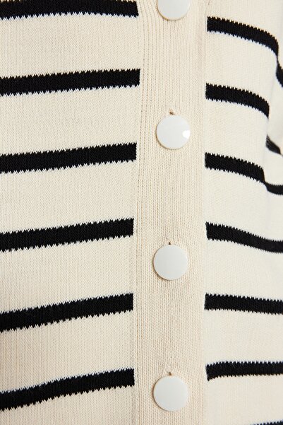 Trendyol Modest Πλεκτό πέτρινο ριγέ Ζακέτα TCTAW24TH00012