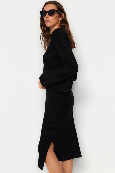 Trendyol Collection Black Soft Textured Skirted Knitwear Top and Bottom Set TWOAW23AU00217