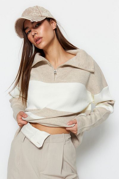 Trendyol Collection Pulover de bază cu fermoar cu fermoar - TWOAW23KZ00333