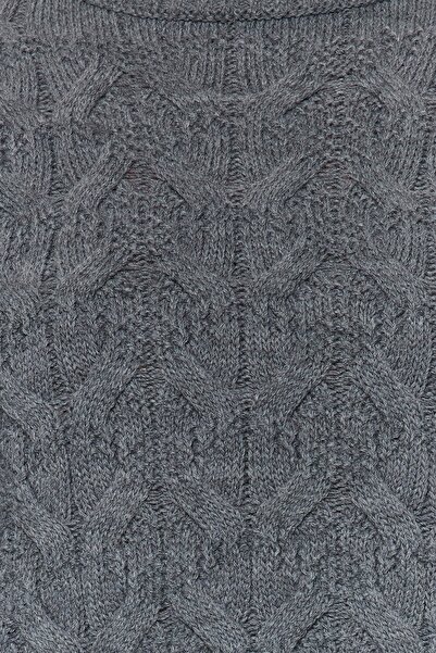 Trendyol Collection Anthracite Crop Stand Collar Knitwear Sweater TWOAW22KZ1634