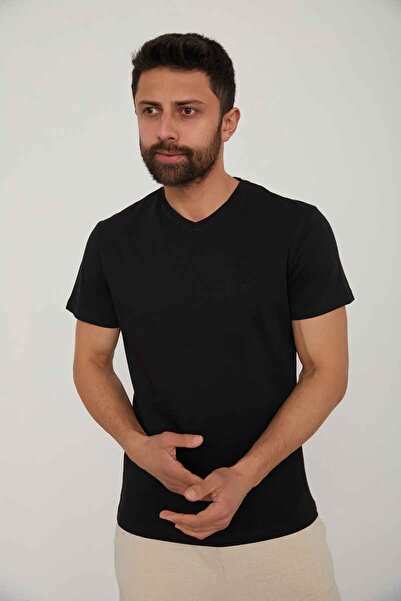 Cazador Men's 100% Cotton V-Neck Flared Short Sleeve Plain Men's T-Shirt 4601...