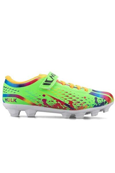 Hulk 129 Filet Cırtlı Çocuk Futbol Krampon Neon Yeşil_Neon Oranj