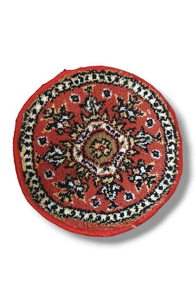 Ottoman Pouffe - Art Deco Authentic 100% Wool Carpet Ethnic Overlock Bohemian Trivet 20cm