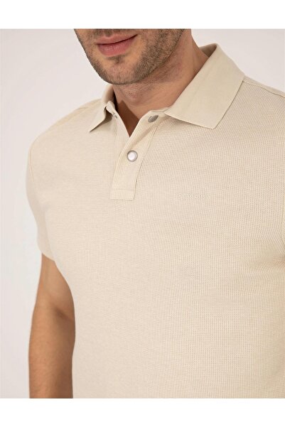 Pierre Cardin Μπεζ Slim Fit T-shirt - Κόψιμο