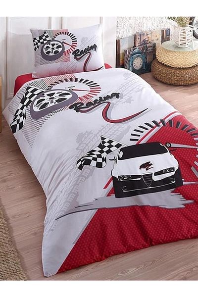 Kristal Single Duvet Cover Set Men's Ranforce Race Red