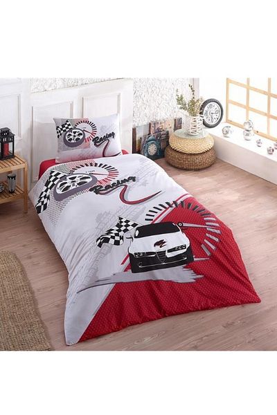 Kristal Single Duvet Cover Set Men's Ranforce Race Red