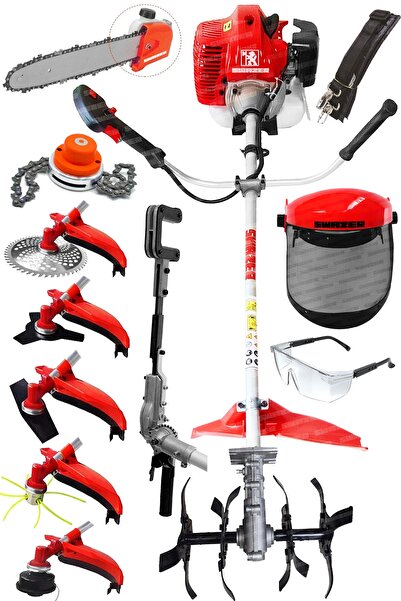 Swazer 9 Süper Benzinli Motorlu Tırpan 4x4hp 2t Yan Tipi Ot Çim Çayır Biçme K...