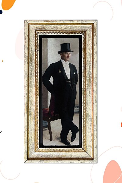 AND Taş Duvar Dekoru Mustafa Kemal Atatürk Üçlü Doğal Taşa Baskı Çerçeveli Ta...