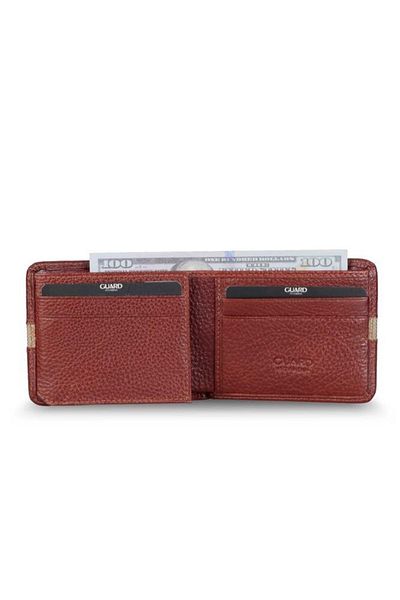 GUARD Tan Sport Striped Leather Men's Wallet