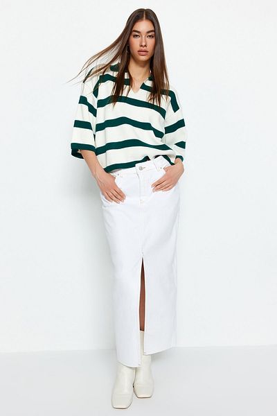 Trendyol Collection Dark Green Basic Striped Knitwear Sweater TWOAW23BZ00001