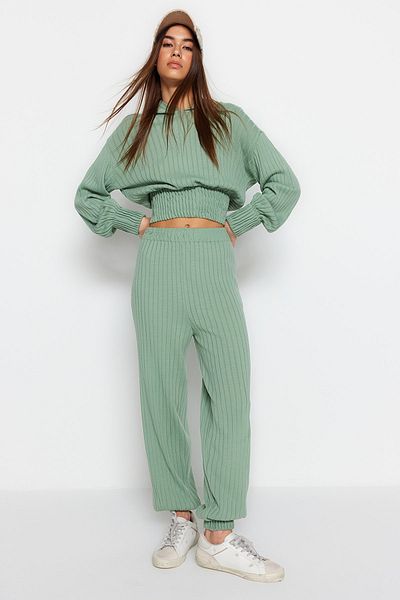 Trendyol Collection Mint Hooded Knitwear Top and Bottom Set TWOAW22AU0044