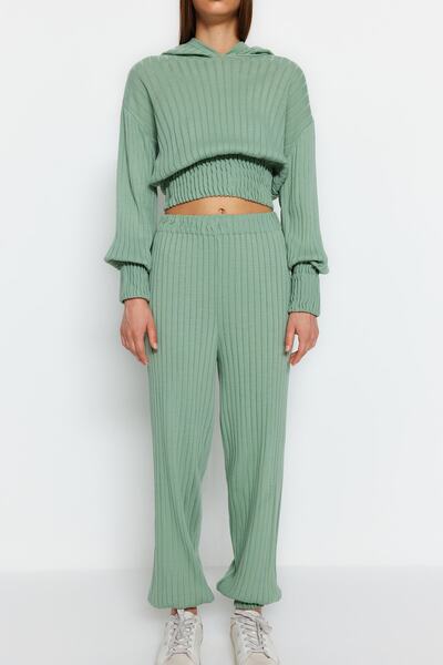 Trendyol Collection Menta kapucnis kötöttáru felső és alsó készlet TWOAW22AU0044