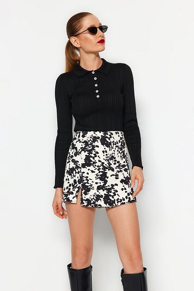 Trendyol Collection Black Mercerized Look Polo Neck Ribbed Knitwear Sweater Twoaw21Kz0773