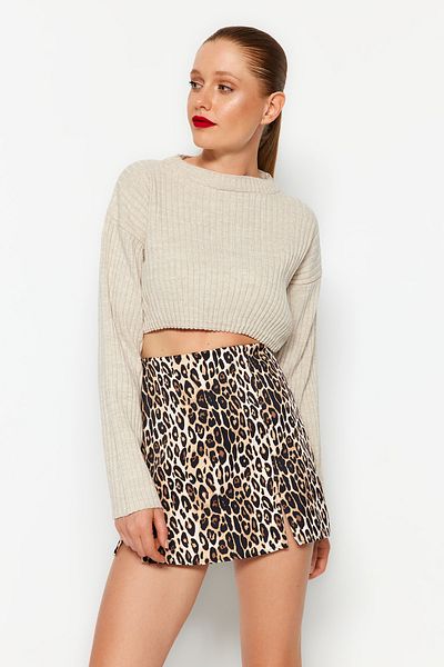Trendyol Collection Basic Stone Color Super Crop Strickpullover – TWOAW23KZ01068