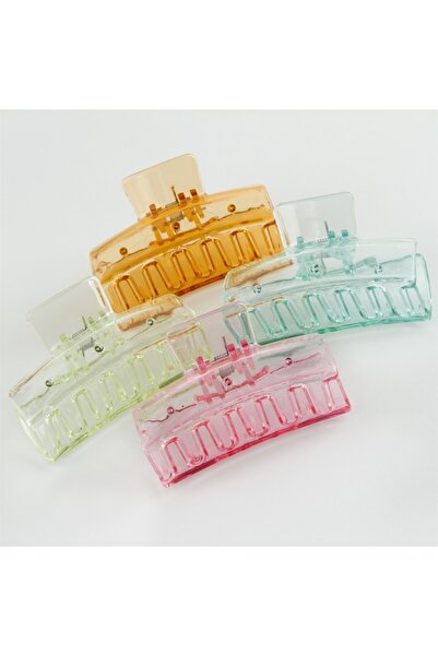 mymodahome مشبك مزلاج ملون شفاف مسطح 8 سم قطعة واحدة