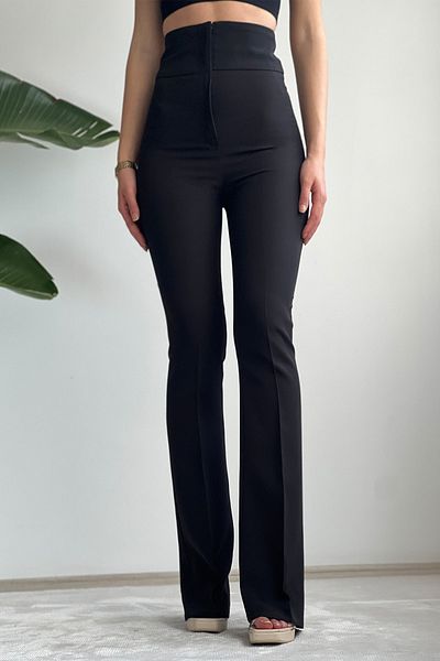 Valeur Women's Black Extra High Waist Flared Trousers