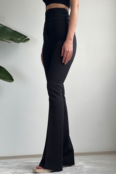 Valeur Women's Black Extra High Waist Flared Trousers