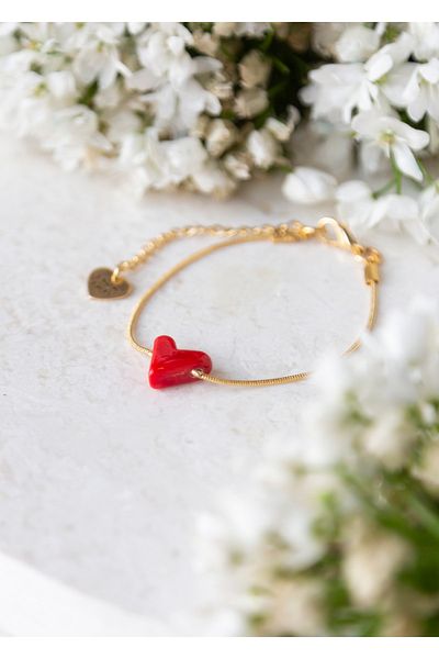 CHARMLUCKY Murano Red Heart Bracelet
