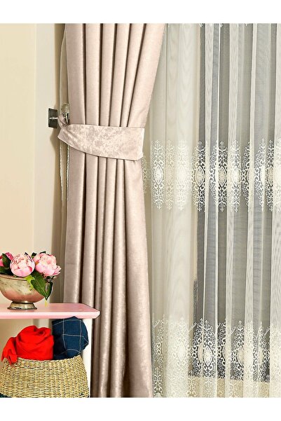 Cortibo Soft Background Curtain Light Beige Single Wing (PILLET-FREE)