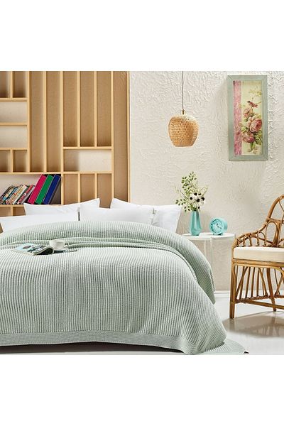 Betires Home Cap2101 Knitted Blanket Aqua Double Beige