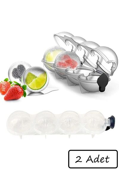 Bayev 2 Pieces 4-Piece Globe Ice Ball Mold Round Beverage Ice Ball Freezer Storage and Presentation Container