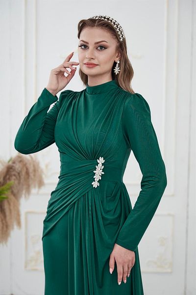 Al-Marah Βραδινό φόρεμα Fish Model Emerald