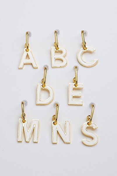 VELİT VOLA Mineli Harf Küpe Beyaz E Harf