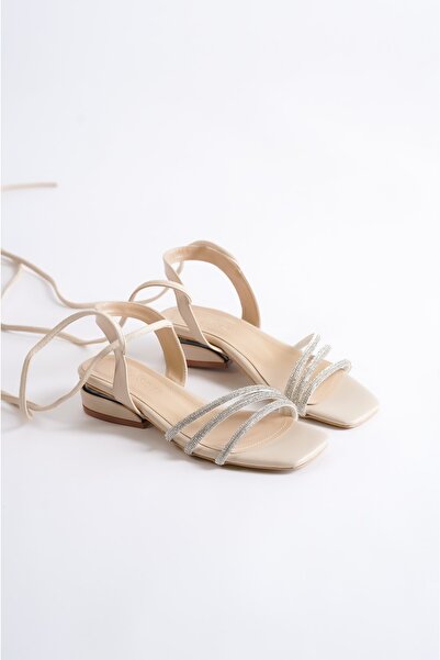 Moda Değirmeni Ten Women's Short Heel Drawstring Evening Shoes Bg1071-121-0008