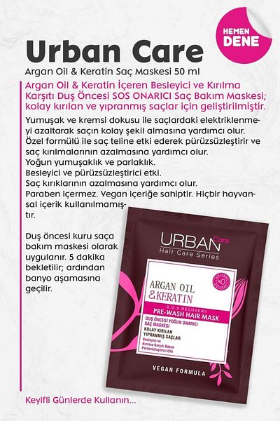 Urban Care Argan Oil And Keratin Hair Mask 50 ml