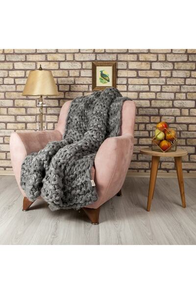 Betires Home Chunky Örgü Battaniye Gri